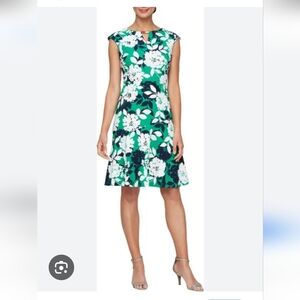 SLNY Notch Neck Flounce Floral Sheath Mini Dress Sz 16 Plus Party Cocktail NWT